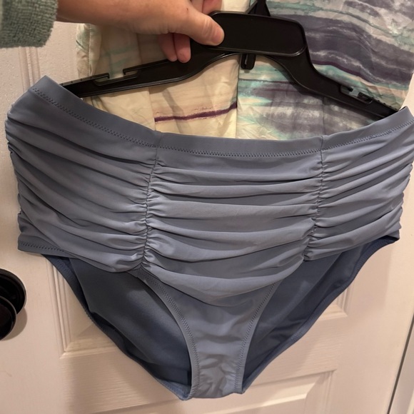 Pink and Blue Halter Ruched Swim Tankini - Picture 4 of 6